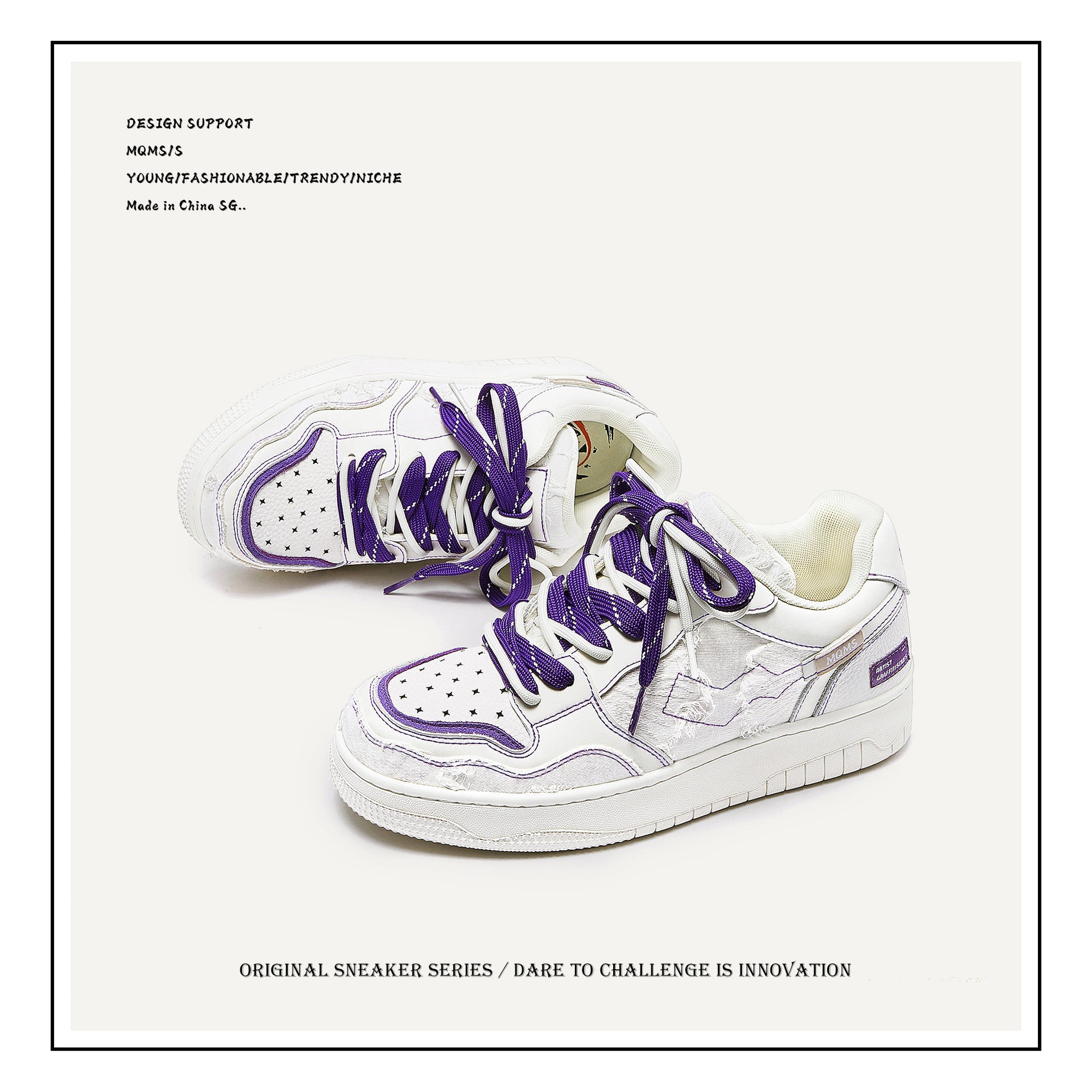Destructive aesthetic white shoes thick sole height-enhancing low-top casual sneakers for men and women couple sneakers men's shoes