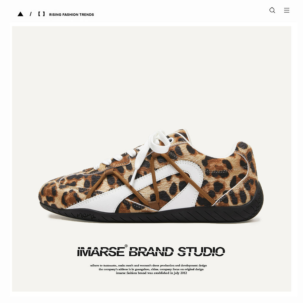 Niche designer leopard racing shoes casual all-match German training shoes men's and women's couples sneakers men's shoes