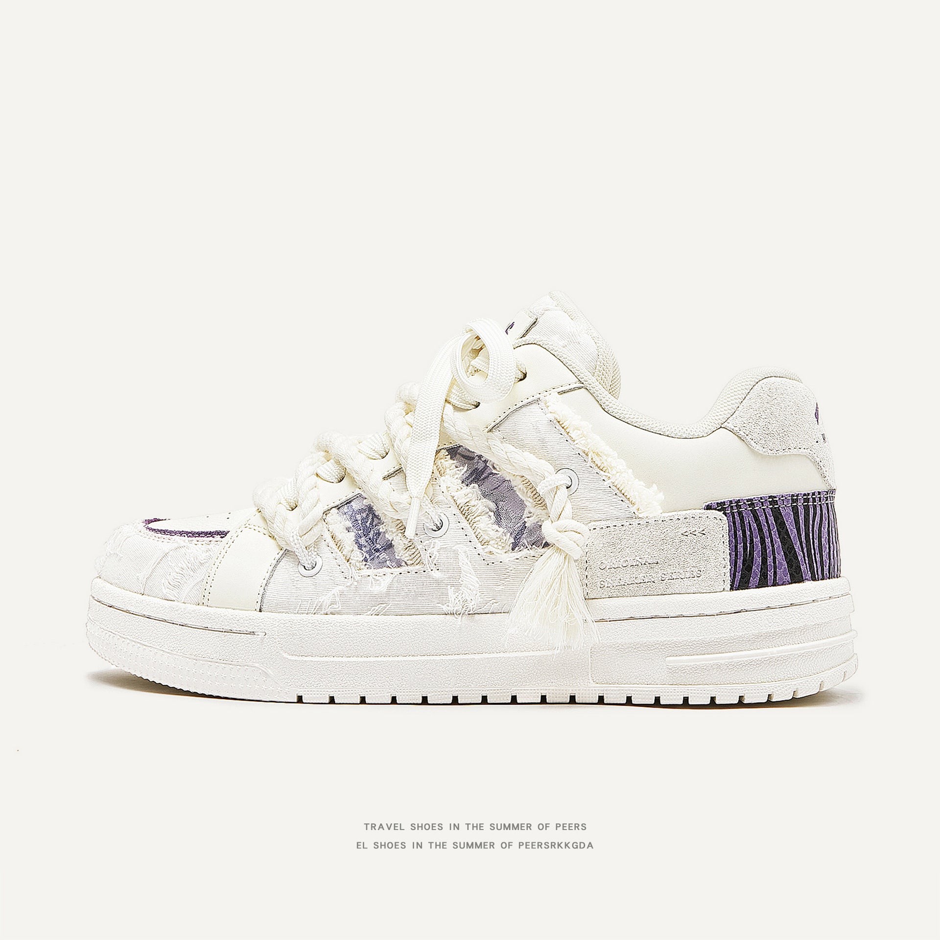 Destruction aesthetics series of white shoes, bread shoes, trendy low-top sneakers, men's shoes for men and women