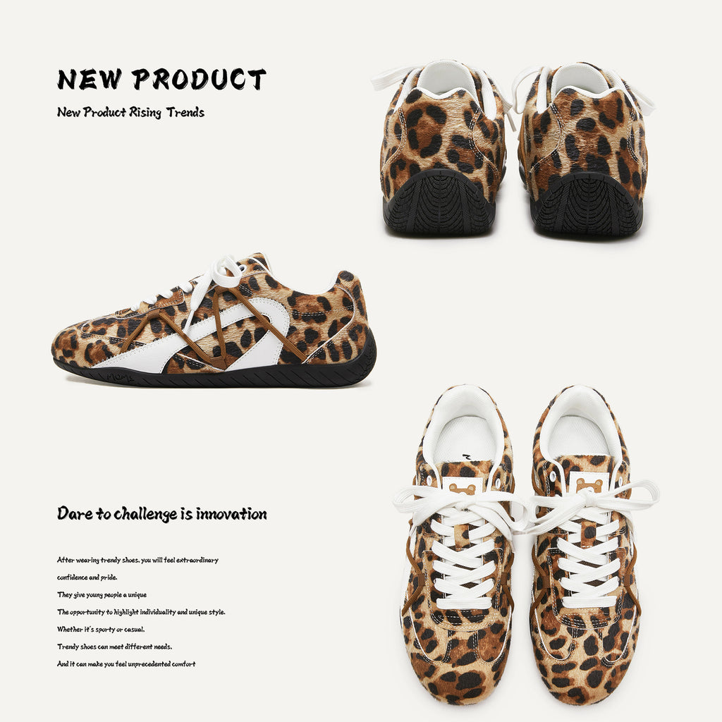 Niche designer leopard racing shoes casual all-match German training shoes men's and women's couples sneakers men's shoes