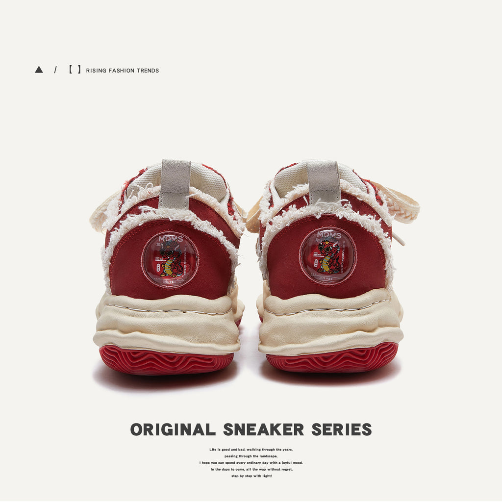 Zodiac Dragon New Year Edition Street Bread Shoes Thick-soled Height-enhancing Dissolving Shoes Red Sneakers Unisex Couple Fashion Shoes