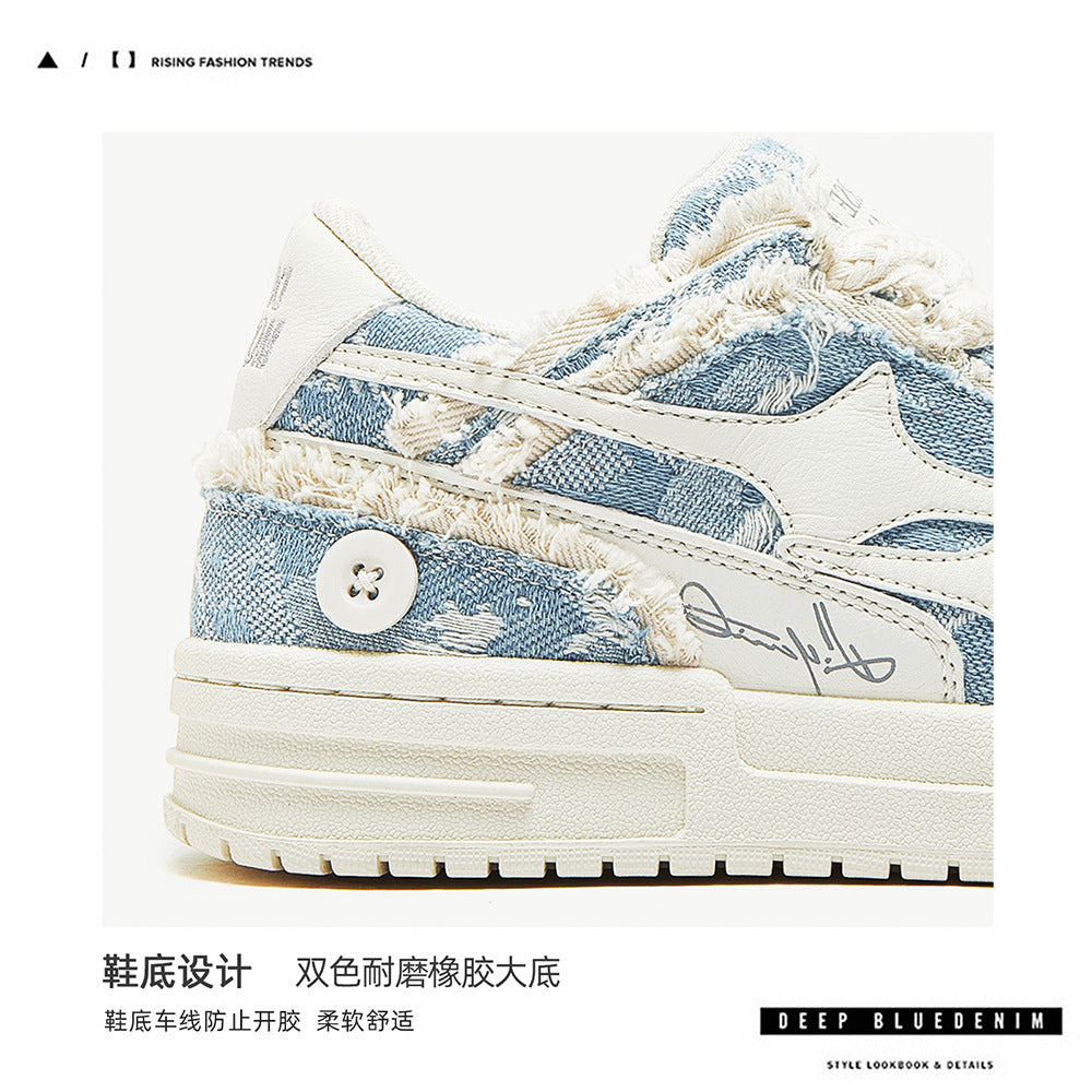 Fashion shoes spring and summer men's shoes men's national trend Korean version washed denim breathable men's sneakers men and women couple shoes