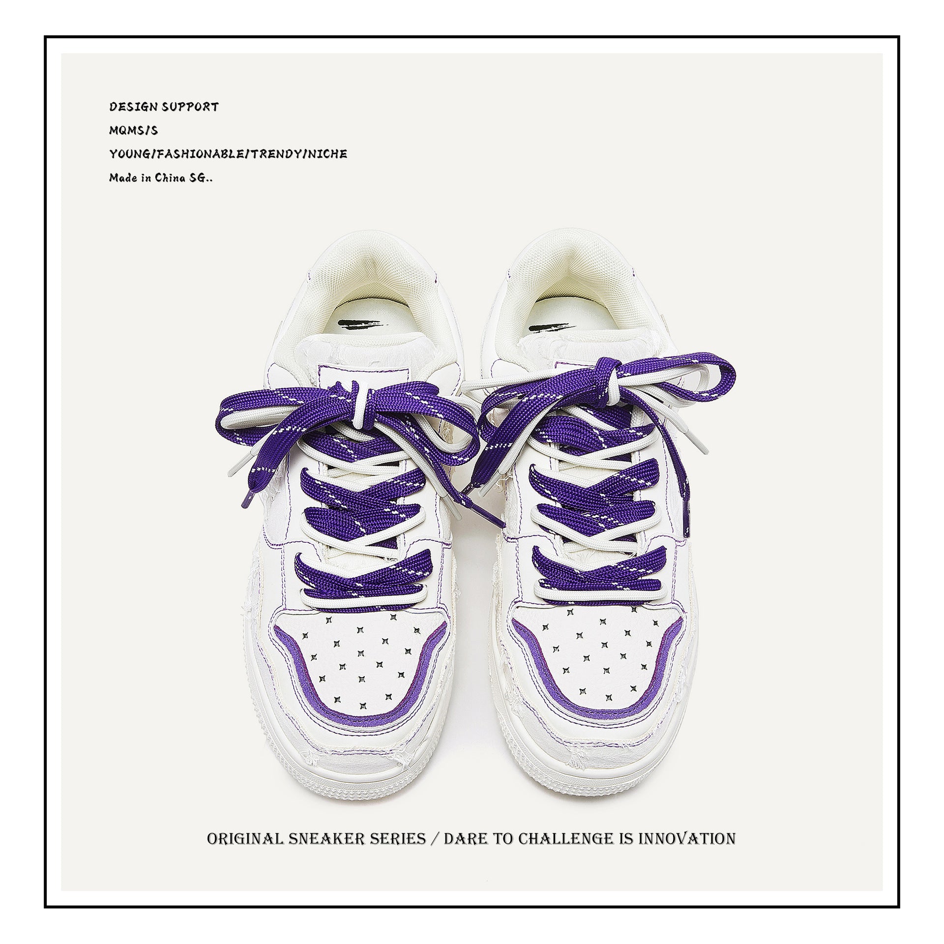 Destructive aesthetic white shoes thick sole height-enhancing low-top casual sneakers for men and women couple sneakers men's shoes