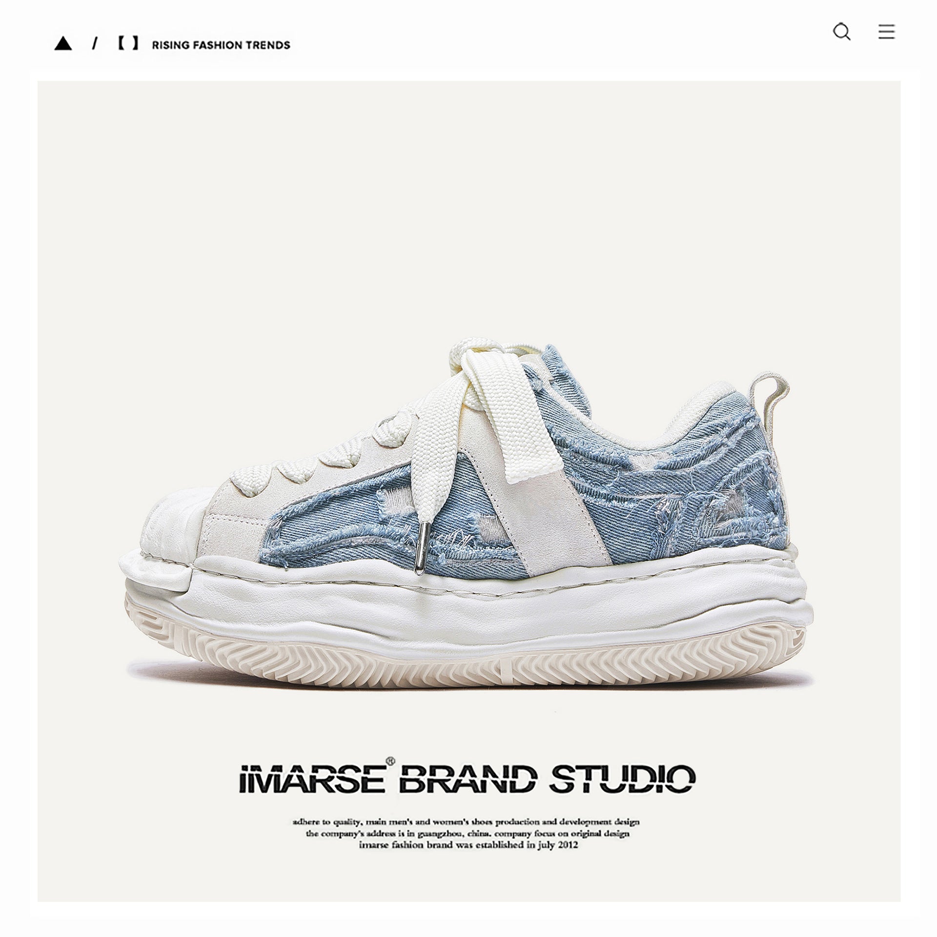 Destruction aesthetics, deconstruction, dissolving shoes, washed denim, old shoes, trendy shoes, unisex, men's shoes