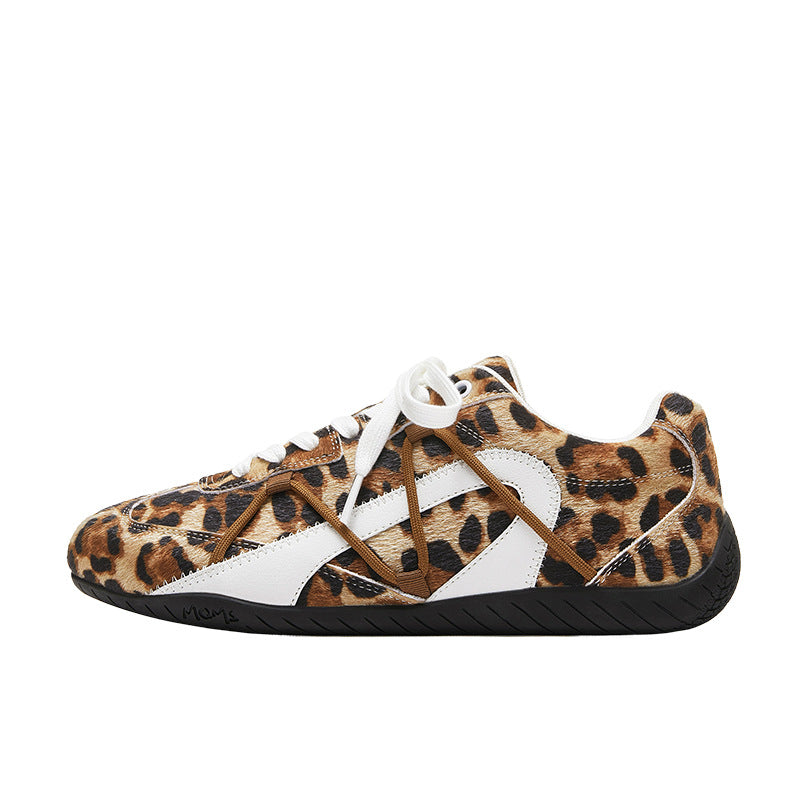 Niche designer leopard racing shoes casual all-match German training shoes men's and women's couples sneakers men's shoes