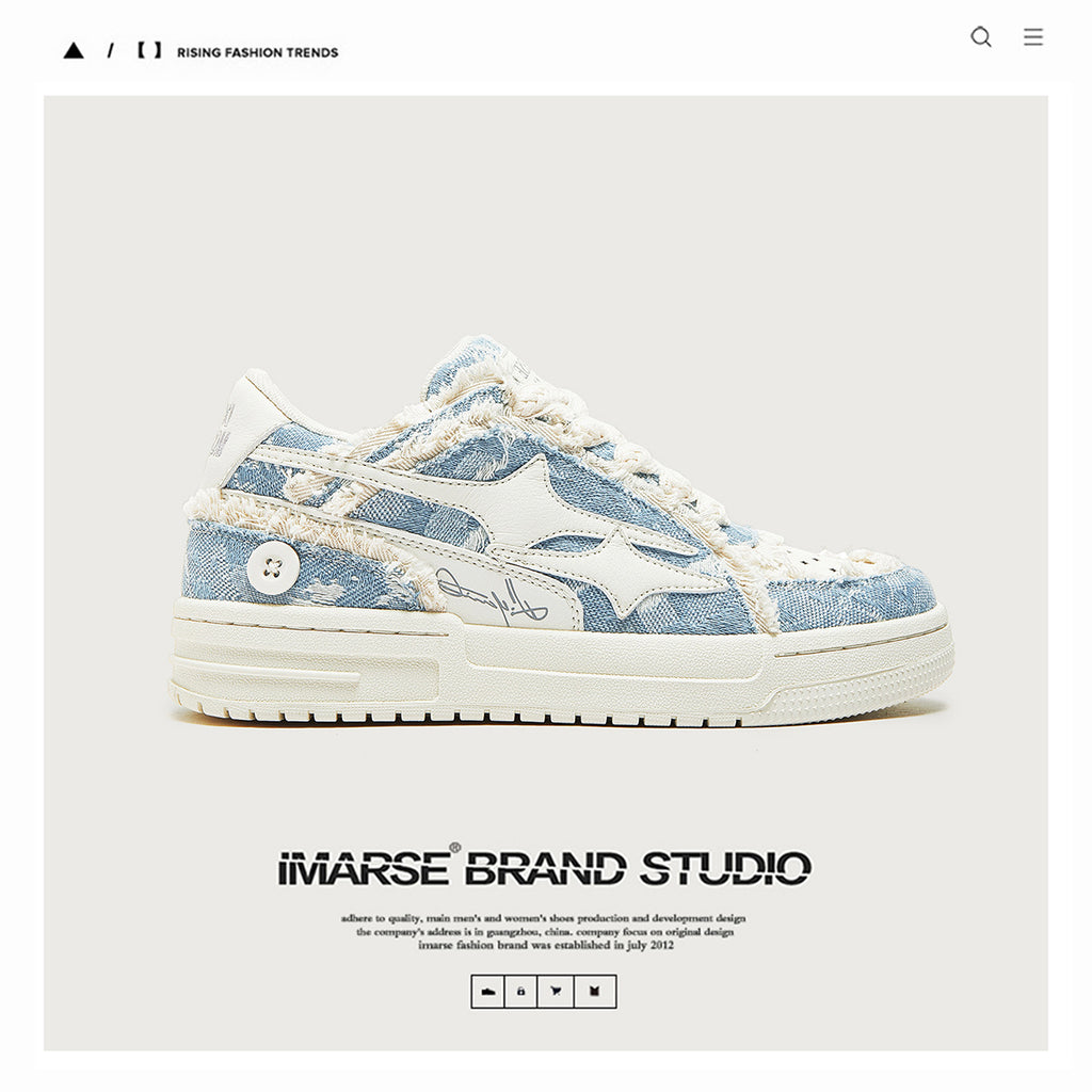 Fashion shoes spring and summer men's shoes men's national trend Korean version washed denim breathable men's sneakers men and women couple shoes