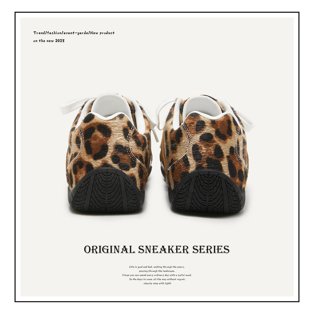 Niche designer leopard racing shoes casual all-match German training shoes men's and women's couples sneakers men's shoes