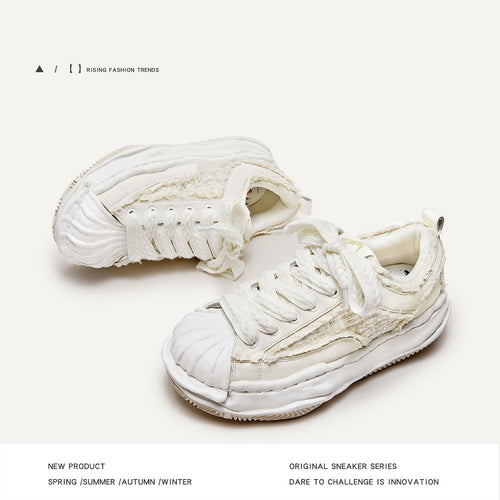 Deconstruction and dissolution series autumn and winter new lace-up thick-soled height-increasing board shoes men's trendy shoes men and women couple shoes